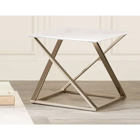 Modern End Table with Faux Marble Top